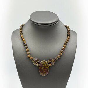 Jay King Sterling Silver Multicolor Yellow Flower Stone Oval Necklace, 18"